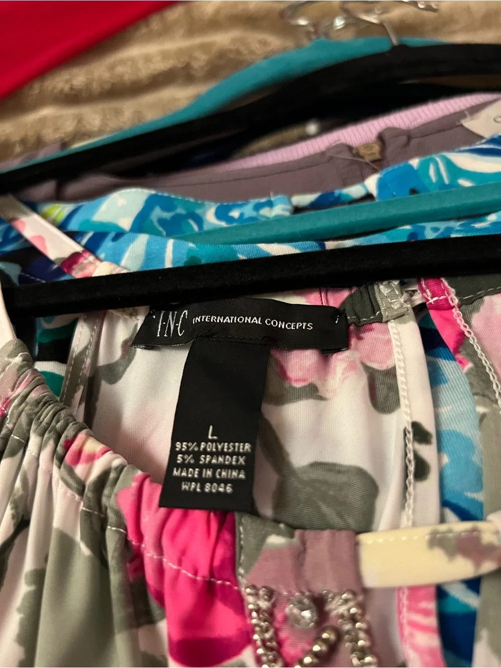 INC International Concepts White Camisole with Pink Floral Print